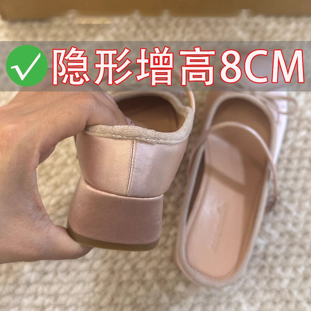 香港真皮包头半拖鞋女夏外穿2025新款粗跟浅口休闲玛丽珍单鞋