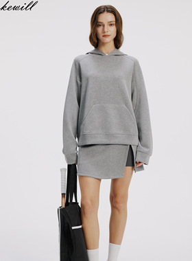 Lakewill简约风灰色连帽卫衣套装女休闲松弛感运动套装柔软网球服