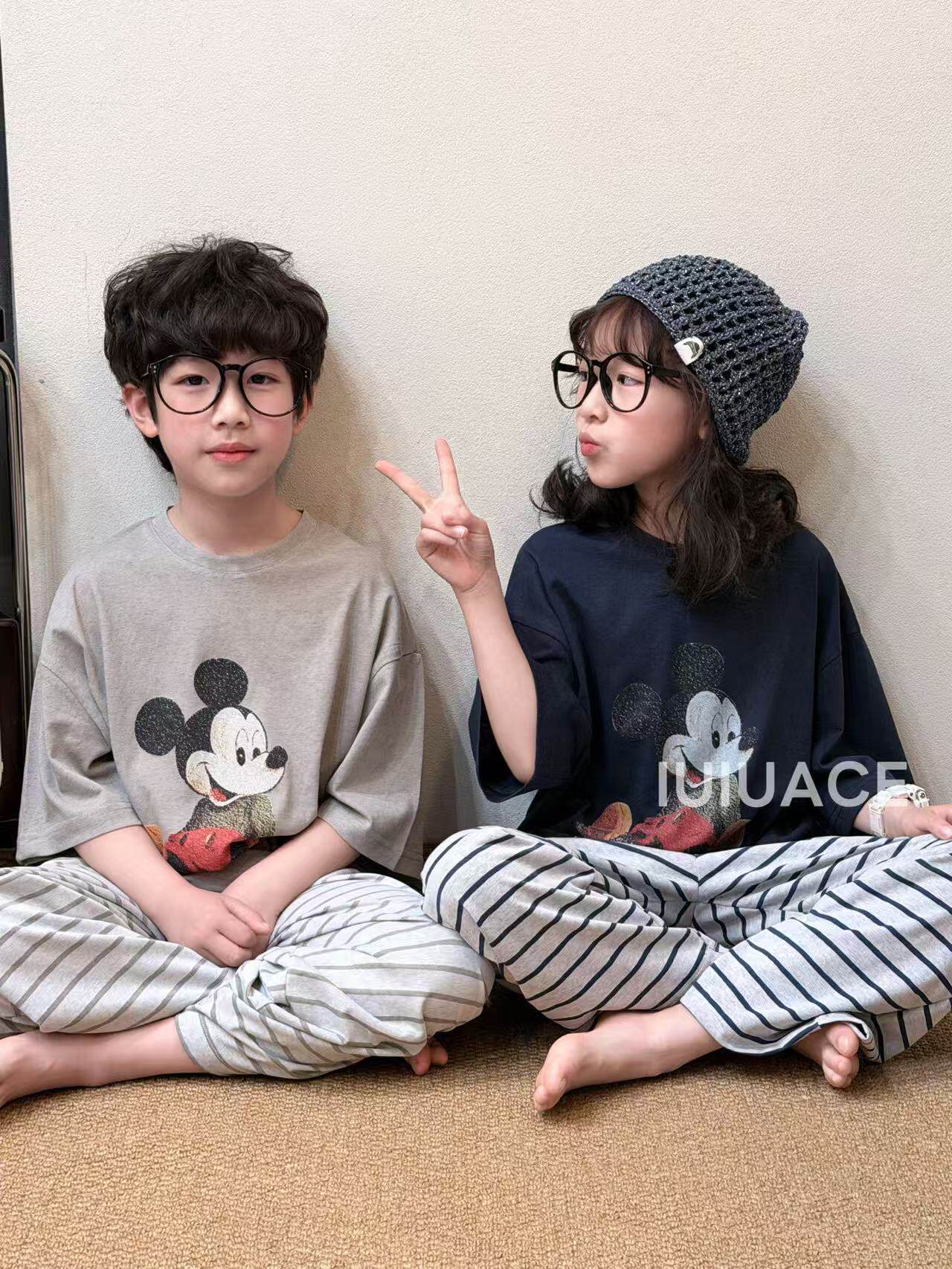 IUIU2026夏季新款儿童套装女童短袖T恤百搭家居服男女童睡衣一套