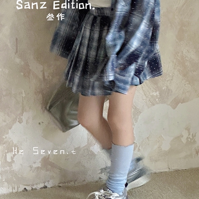 波拉韩国SANZ EDITION 童装2025春新款格纹衬衫百褶裙套装女童套