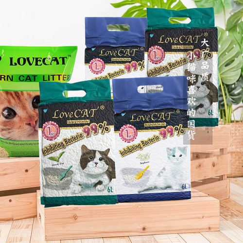 love爱宠爱猫cat真空绿茶豆腐猫砂无尘除臭接团吸水可冲厕所2.6kg - 封面