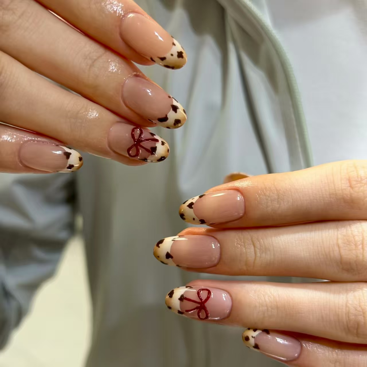 【裸咖豹纹】穿戴甲手工温柔显白