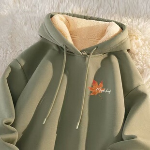 羊羔绒宽松保暖秋冬款 青少年2024卫衣男连帽 加厚上衣潮加绒新款