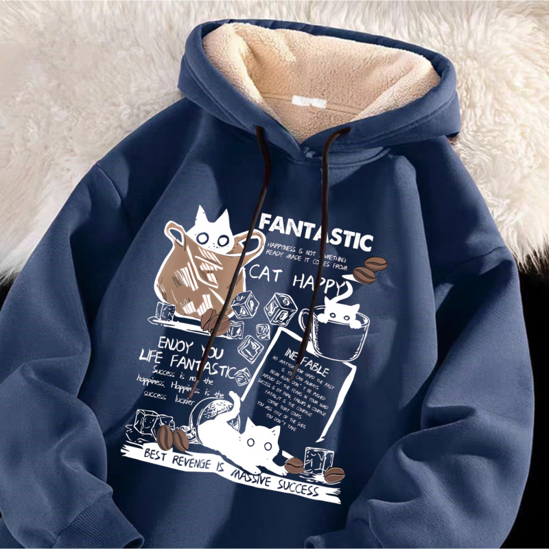 运动卫衣男秋冬季港风复古慵懒风