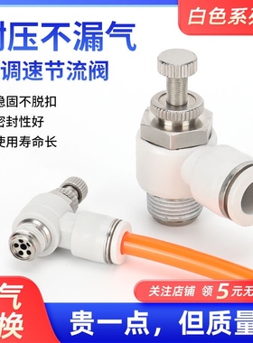 气动气管快插接头节流阀气缸调速阀sl4 6 8 10 12-M5 01 02 03 04