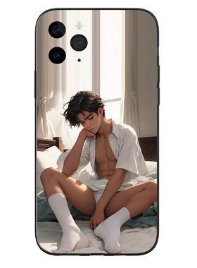 独特手机壳适用15promax苹果14VIVOX90红米note11卡通漫画一加9OPPOReno10荣耀90简约透明软壳保护黑色磨砂