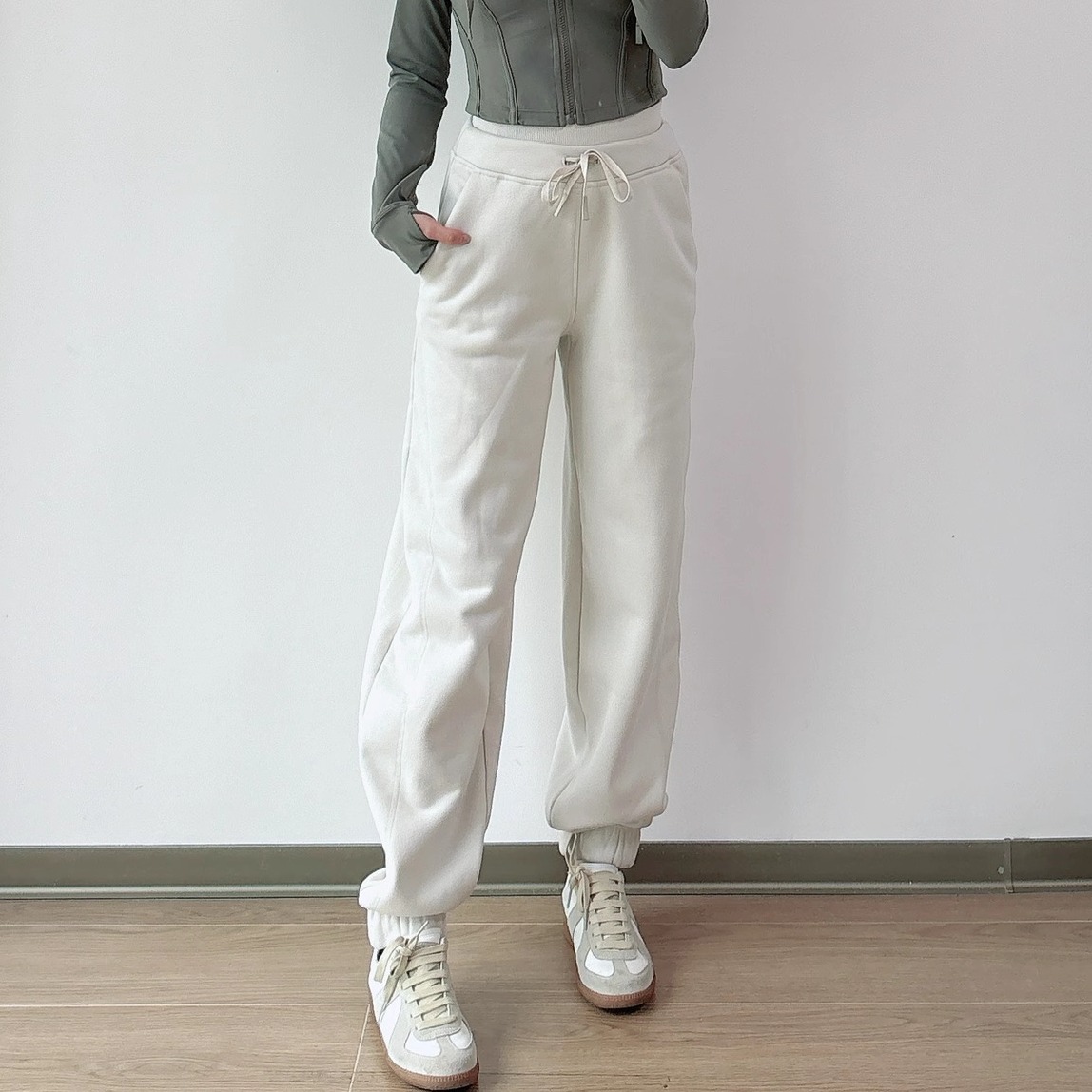 加绒双层腰部束脚运动卫裤