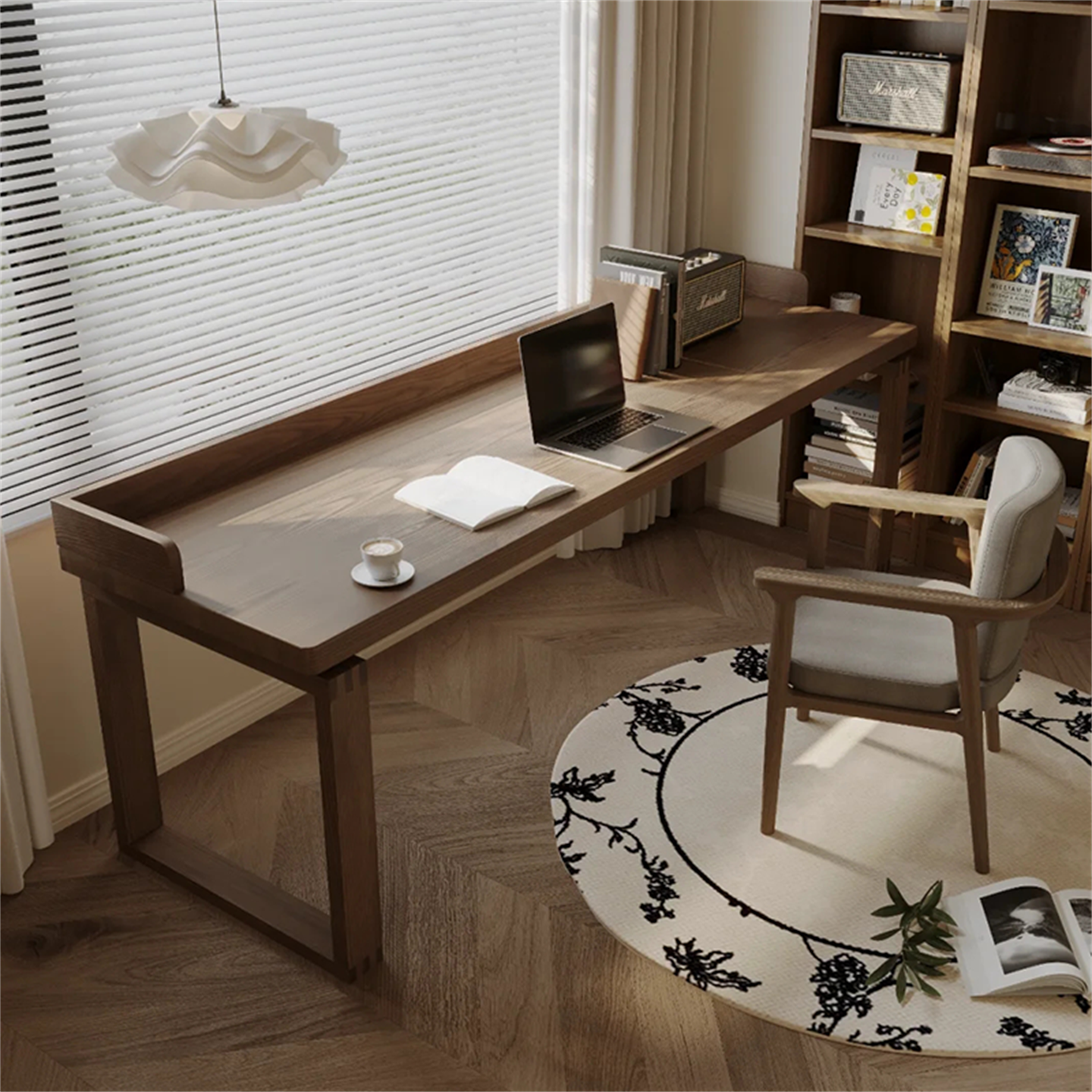 新中式黑胡桃木书桌禅意书房实木写字桌酒店民宿办公室电脑桌定制