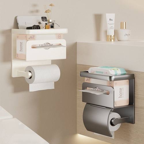 厕所放置洗手间置物架壁挂式纸巾盒厕纸免打孔卷纸架盒卫生间抽纸