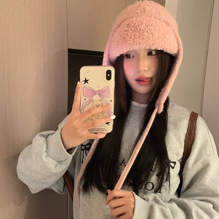 搭秋冬季女加厚毛绒护耳包头帽