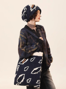 巴黎灰慵懒风针织手提包女2025新款包包单肩腋下包大容量托特包