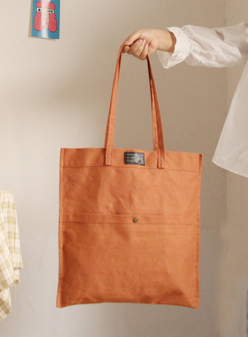 回馈款大号环保帆布单肩包 ins学生白色装书手提补课包超市购物袋