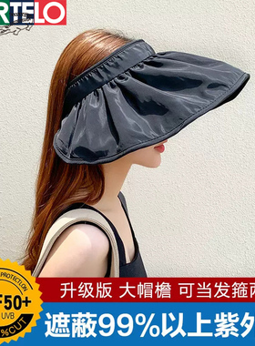 赵露思同款黑胶遮阳帽空顶遮脸