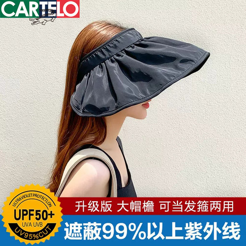 赵露思同款黑胶遮阳帽空顶遮脸