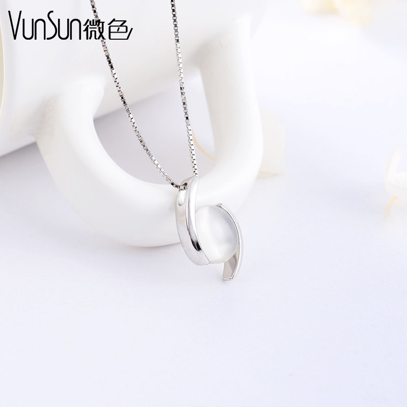 Vunsun/΢ɫ°×Ô¹âʯµõ׹Ůӡ¼Ç925ÒøÎ¢ÏâÏîÁ´Íí°²Ëø¹ÇÁ´ÉúÈÕÀñÎï