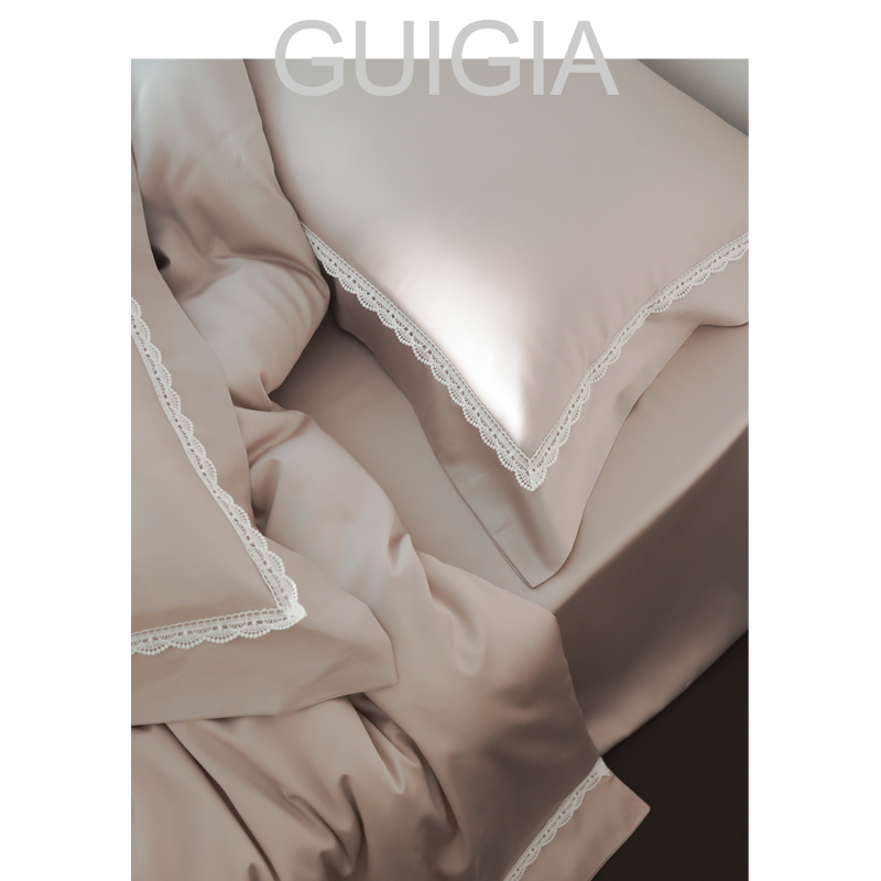 闺家·梨花先雪·蕾丝超柔天丝棉四件套冰丝棉裸睡床单四季床品