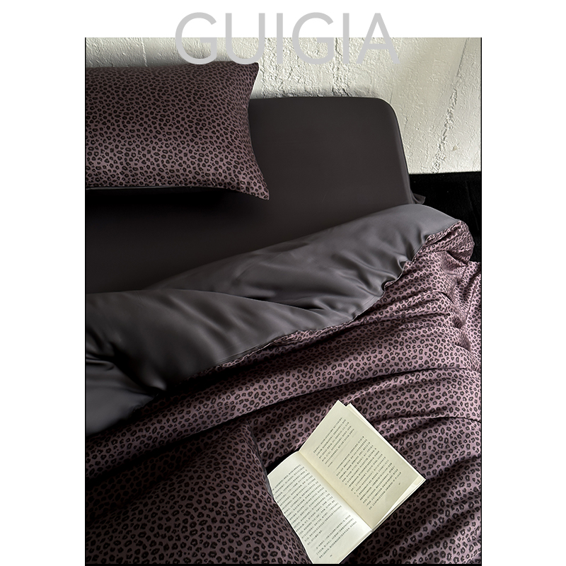 闺家·山枕檀栾·数码印花豹纹天丝超柔软裸睡冰丝床单四季床品