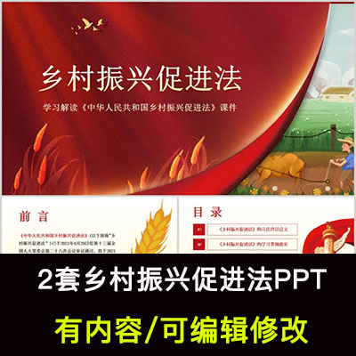红色大气乡村振兴促进法解读PPT成品课件乡村产业发展文化繁荣