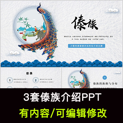 傣族介绍ppt成品课件 民族文化风俗习惯服饰美食傣族泼水节