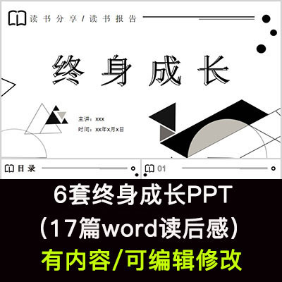 读书分享会 终身成长 名著导读后感阅读分享ppt模板课件