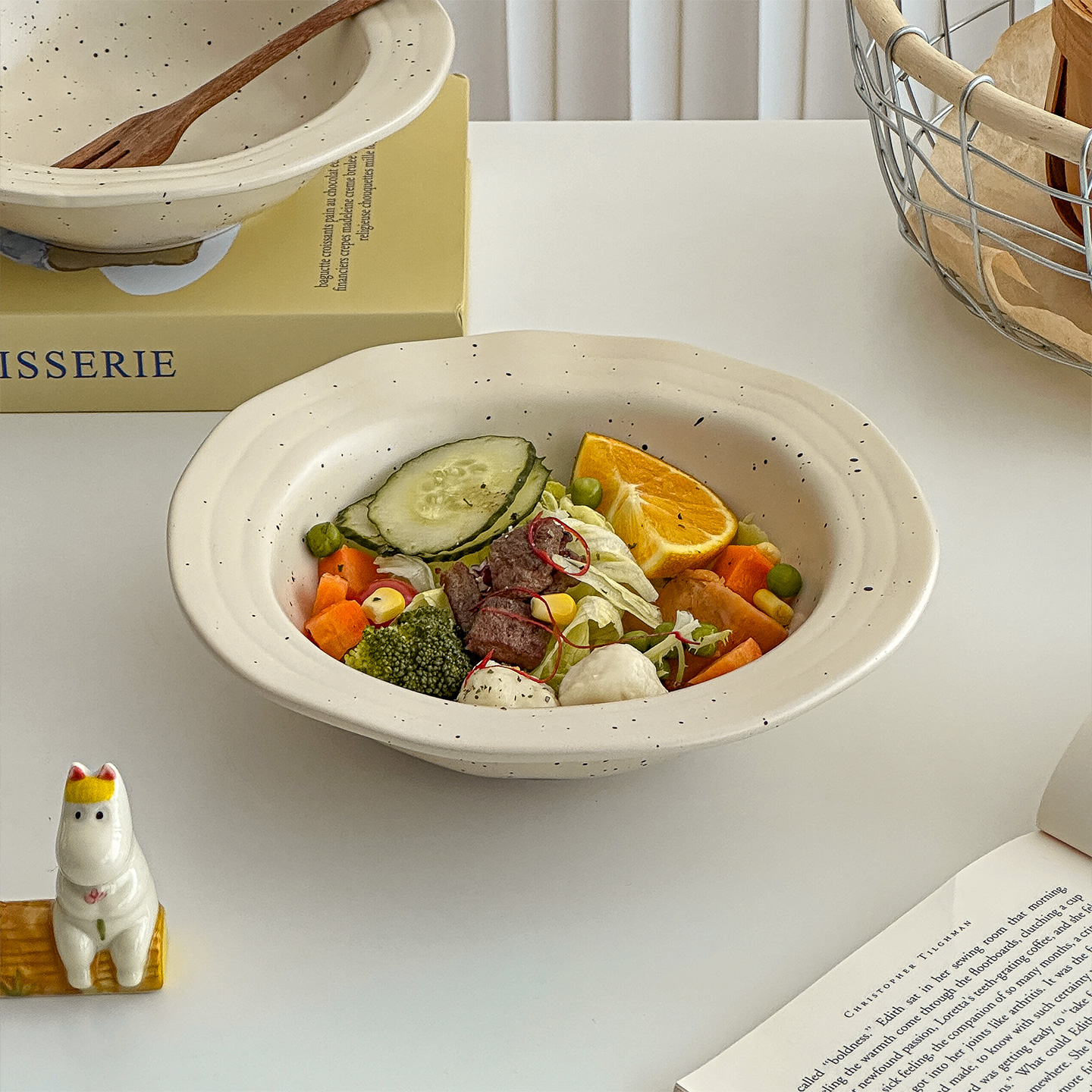 简约ins风手捏泼墨草帽碗