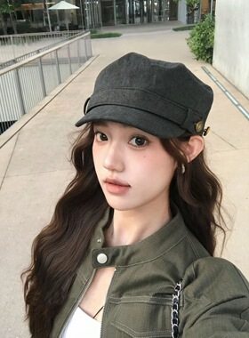 帽子秋冬2026年新款韩版秋冬季帽子复古做旧平顶女显脸小马术帽