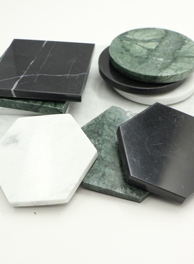 北欧大理石餐垫咖啡圆形防烫垫白色防滑金边隔热杯垫首饰拍照桌垫