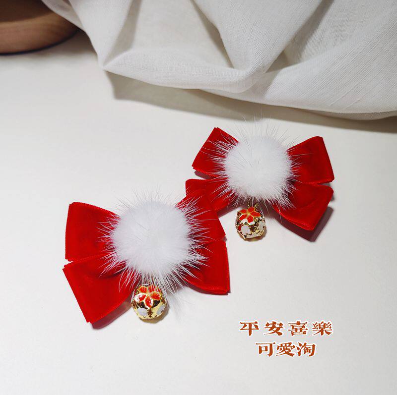 中国风儿童新年红色发卡