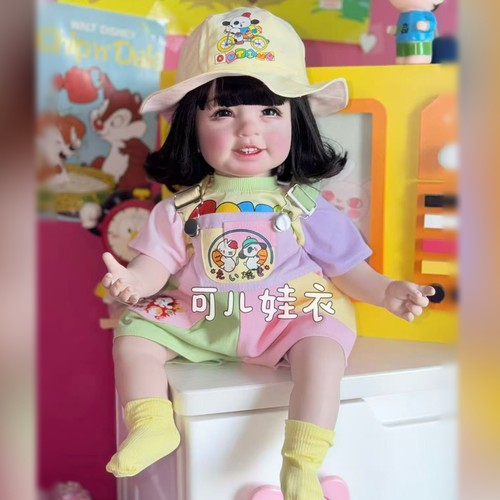 55cm娃娃衣服男孩可爱套装女孩卡通T恤背带裤四件套暹罗娃衣订制