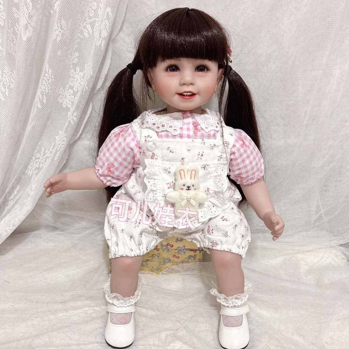 50-55cm娃娃衣服碎花花苞背带裤套装女孩夏季新品甜美可爱两件套