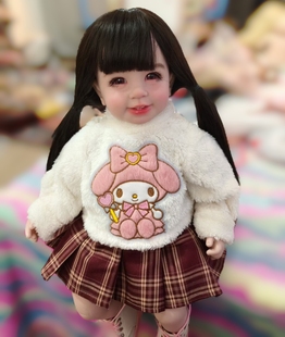 55cm娃娃衣服 加厚毛毛外套裙子两件套 女孩可爱甜美粉色皮草套装