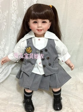 50-55cm重生娃娃衣服裙子马甲三件套女孩制服校服JK裙春夏套装新