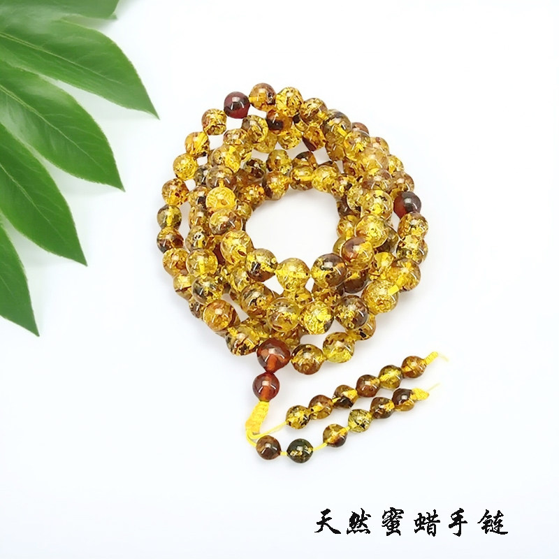 天然蜜蜡琥珀108颗项链多圈手链女生颈链玉石天然抚顺琥珀手串