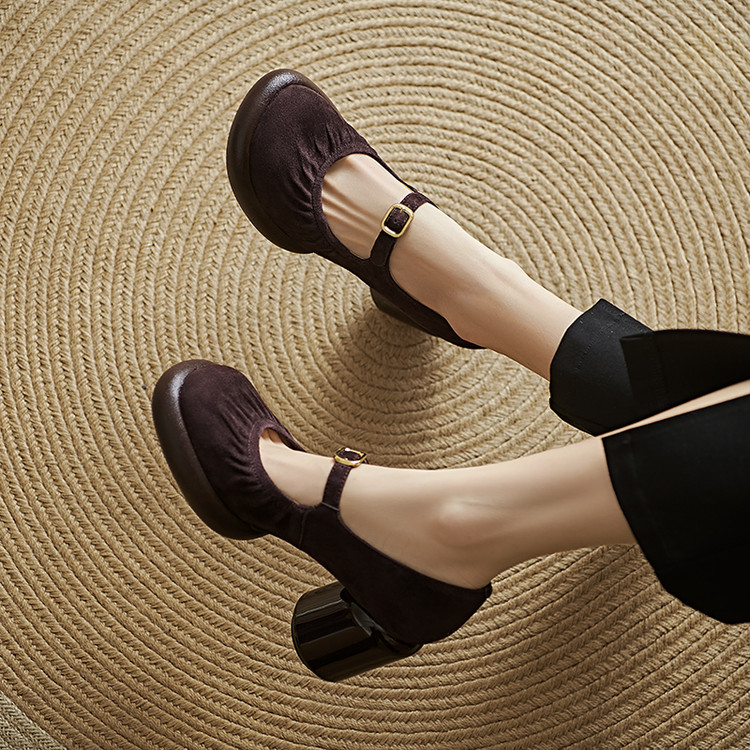 高跟防水台一字扣带玛丽珍鞋