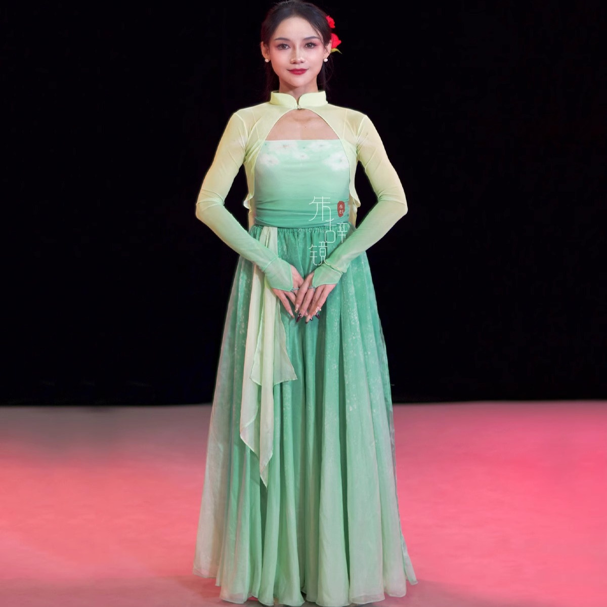 大摆裙渐变舞蹈花妖新款古典舞练功服中国舞飘逸仙气演出纱衣裙裤