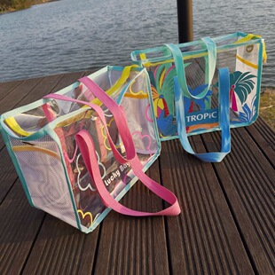 沙滩包防水海边游泳收纳袋洗澡浴室洗漱包透明果冻衣服大容量女