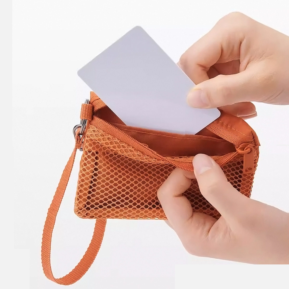 新款聚酯纤维置物包小包卡包网格双层收纳包化妆包网纱收纳包