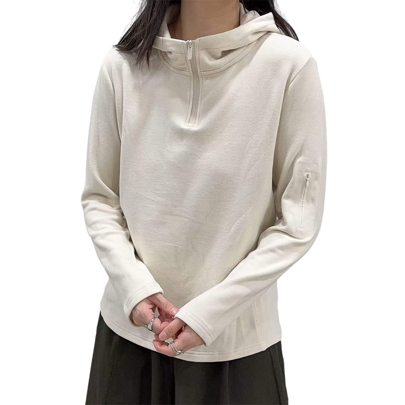 特姆小西里AKDM暖暖绒拼缝五线袖隐形拉链帽衫卫衣女款