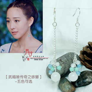 武媚娘传奇徐慧同款古风流苏长款女耳环古装汉服耳夹925银耳钩R48
