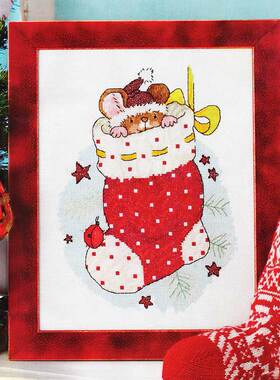 DMC绣线小小鱼欧式杂志十字绣套件 Crazy117-3鼠儿的圣诞礼物