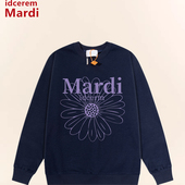 韩系时尚 idcerem Mardi小雏菊卫衣女秋冬季 潮流紫色菊花休闲上衣