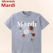 idcerem 韩系休闲宽松上衣 夏季 Mardi小雏菊短袖 白彩花多花t恤女装