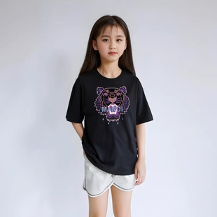 MARDI老虎头短袖t恤男童女童亲子装夏季潮牌纯棉圆领亲肤透气上衣