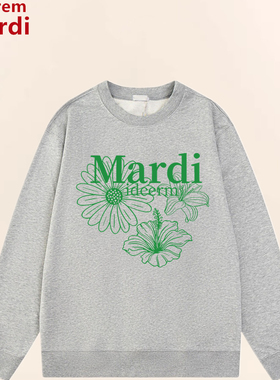 idcerem Mardi百合花小雏菊绿色三花卫衣女秋季薄款韩系休闲上衣