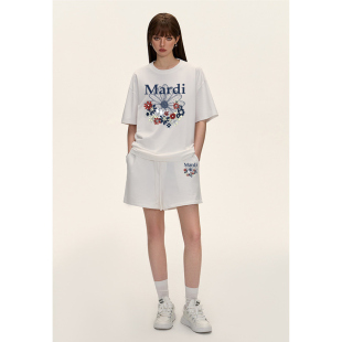 两件装 短裤 Mardi小雏菊白色藏蓝花丛套装 夏季 休闲2件套 男女款