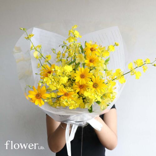 [金色宝石]植物图书馆杭州同城黄色系花束送女友妈妈表白礼物