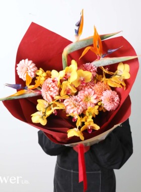 [金色海岸]植物图书馆杭州同城黄色系新年年宵鲜花送女友朋友礼物