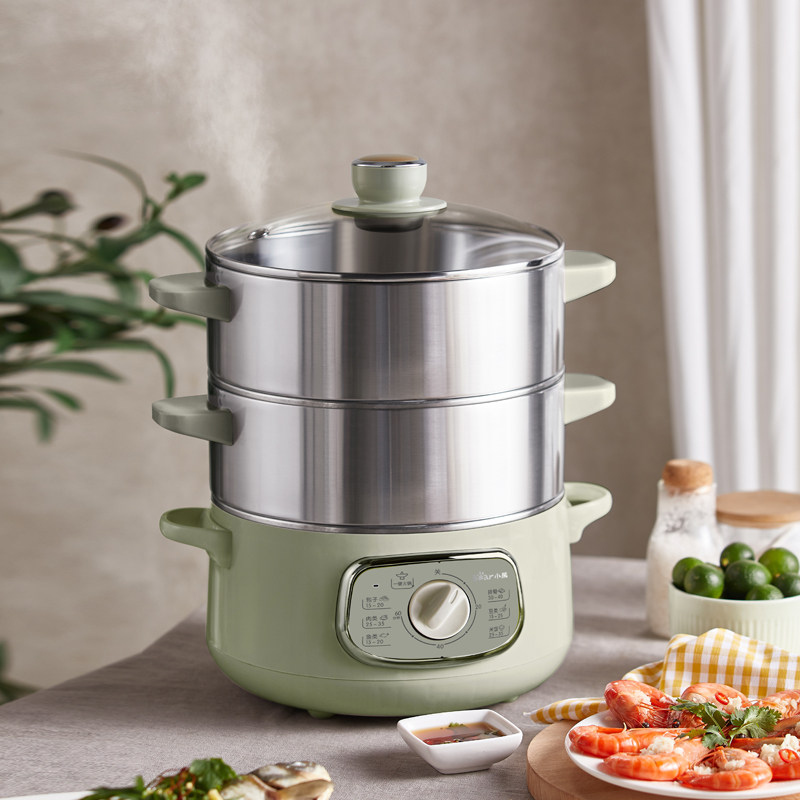 bear/小熊 dzg-d80g5电蒸锅家用可定时双层不锈钢蒸笼小型电火锅