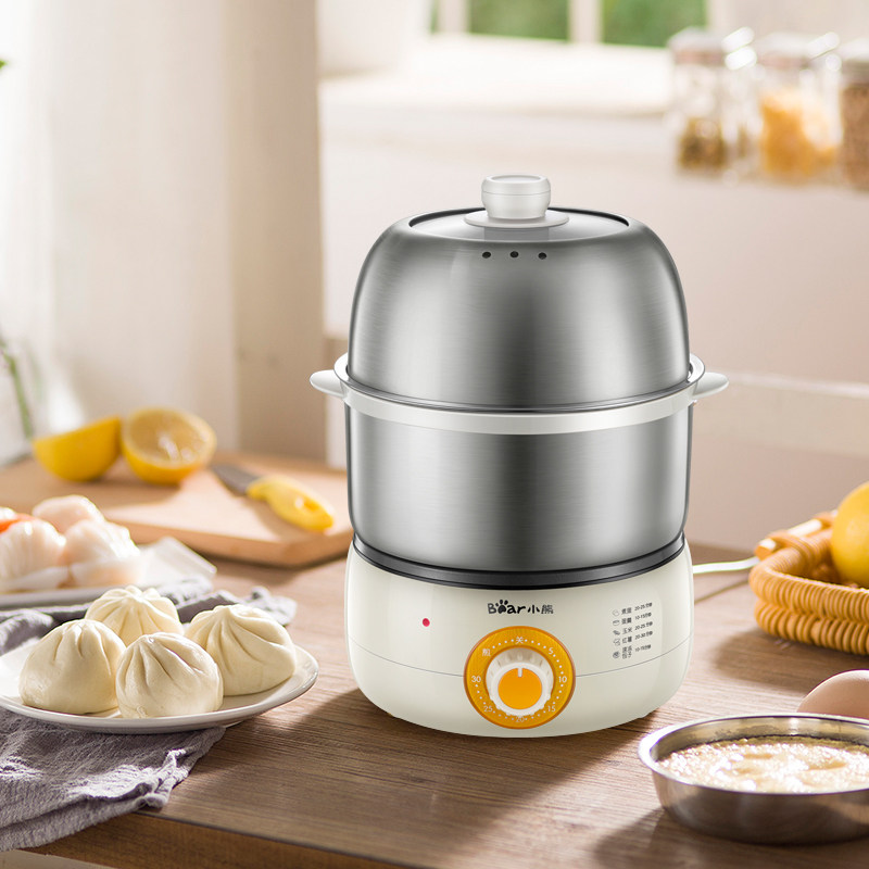 Bear/ Little Bear ZDQ-B14J1 Egg Cooker double-deck High-capacity All stainless steel Timing Steaming Machine Omelettein the Kitchen Appliances , Boiled egg/Steaming  category - from Buy2taobao.com to provide professional Taobao agent buy service