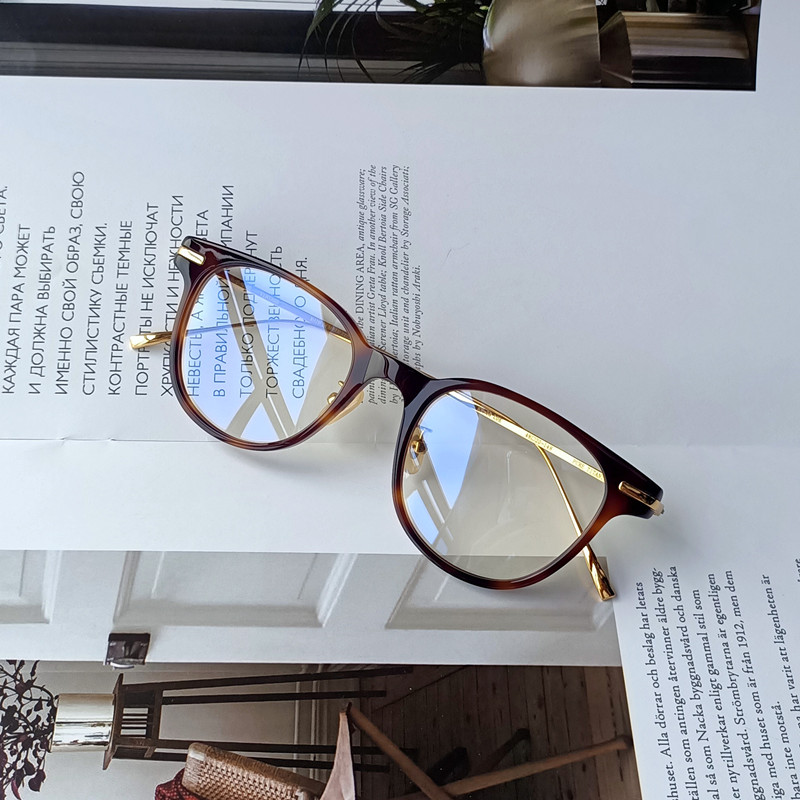 日韩潮牌男女士超轻纯钛近视眼镜框复古板材豹纹显小脸装饰框架